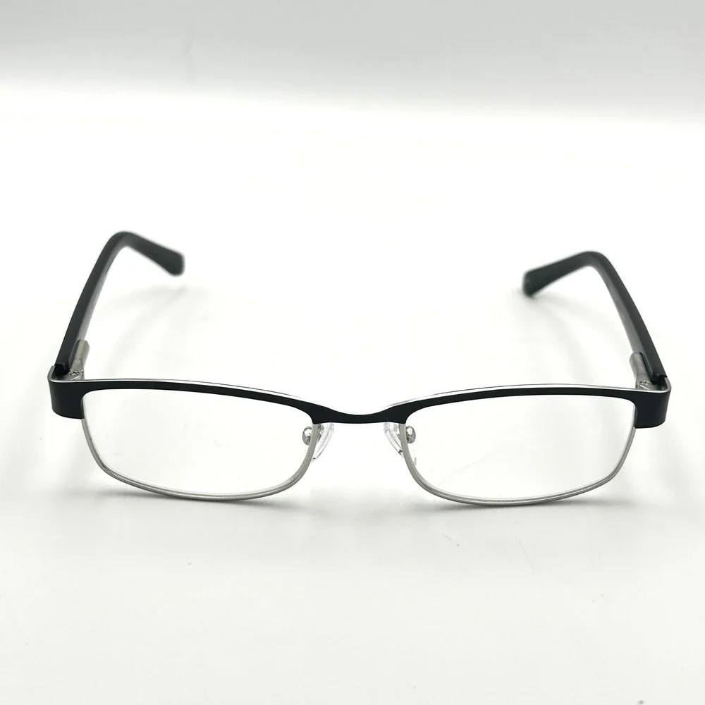 ICU Eyewear Reading Glasses +1.75 Black Silver Semi Rimless Rectangular Readers